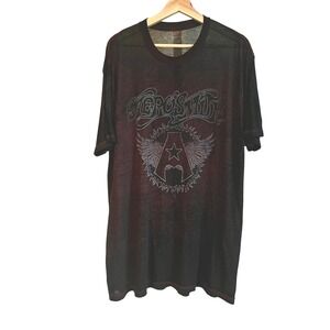 Aerosmith X Mad Engine Band T Shirt Mens XL Distressed Tee